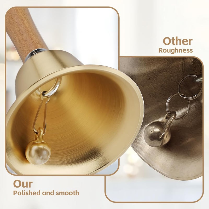 Flezoo Super Loud Hand Bell - Solid Brass Call Bell for Elderly at Home, Wedding, Animal Training, Office, Dinner, Meditation, Musical Teaching and Service(4.33inch) - Image 4